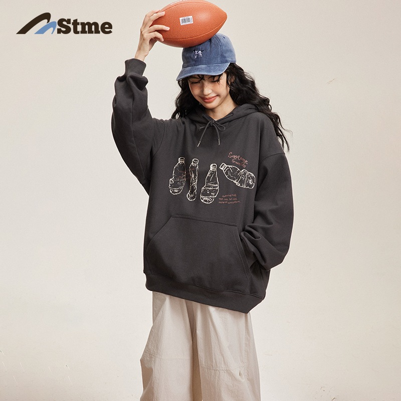 早乙女恵子 Saotome 和風 ストリート ペットボトル 手描き プリント フード付き カップル トレーナー ジャケット