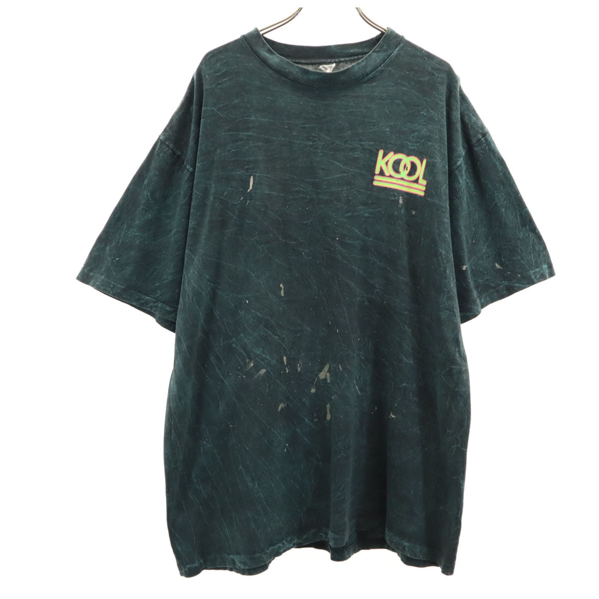 90s オールド KOOL 半袖 Tシャツ チャコールグリーン系 シングルステッチ メンズ 古着