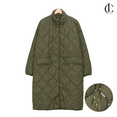 女性用ロングダウンパディングキルティング軽量ルーズフィット防水ストリングジャンパーLR...