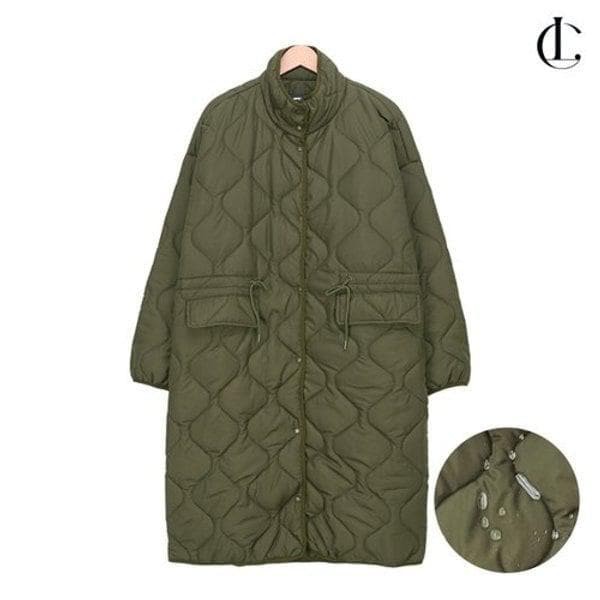 女性用ロングダウンパディングキルティング軽量ルーズフィット防水ストリングジャンパーLR...