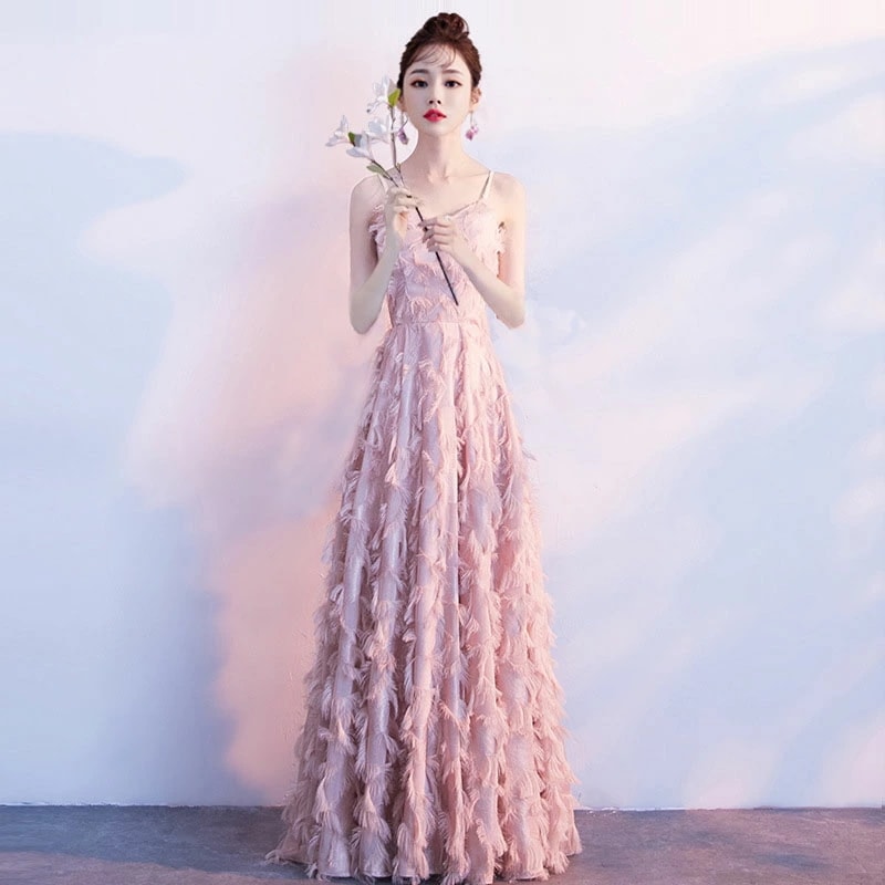 6月の新製品プロモーション最終日 りカラードレス ロングドレス ノースリーブ フェザー 演奏会 発表会 コンサート コンクール コーラス オーケストラ 合唱衣装 大人 ステージドレス 大きいサイズ ウ