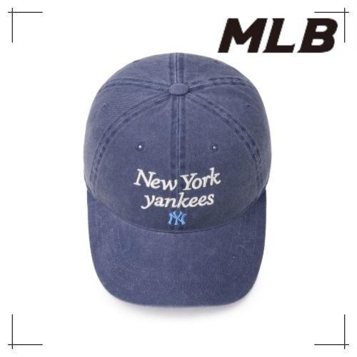 MLB公式正規品 キャップ Varsity Lettering Washing Unstruck Ball Cap NY (Navy)