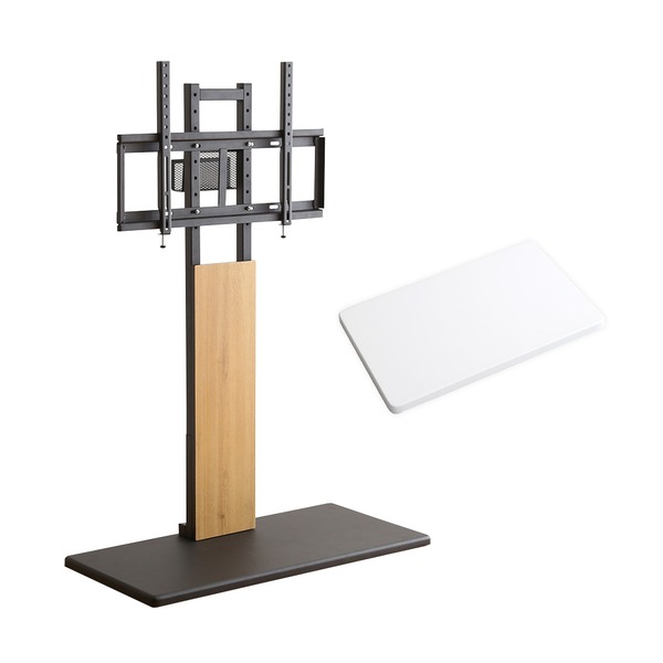 最大100インチ対応 頑丈テレビスタンド 専用棚板 セット 本体シャビーオーク／棚板ホワイト 組立品