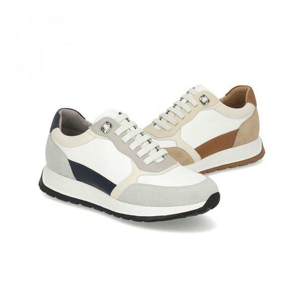 【幸福百貨店】男性用牛革トーンオントーン配色厚底スニーカー3.5cm LCMS66