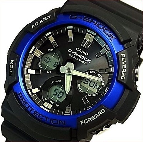 ソーラー電波腕時計 アナデジモデル ブラック/ブルー(国内正規品)GAW-100B-1A2JF