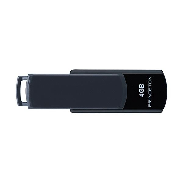 （まとめ）プリンストン USBフラッシュメモリー回転式キャップレス 4GB グレー/ブラック PFU-T3UT/4GA 1セット（10個）[x5セット]