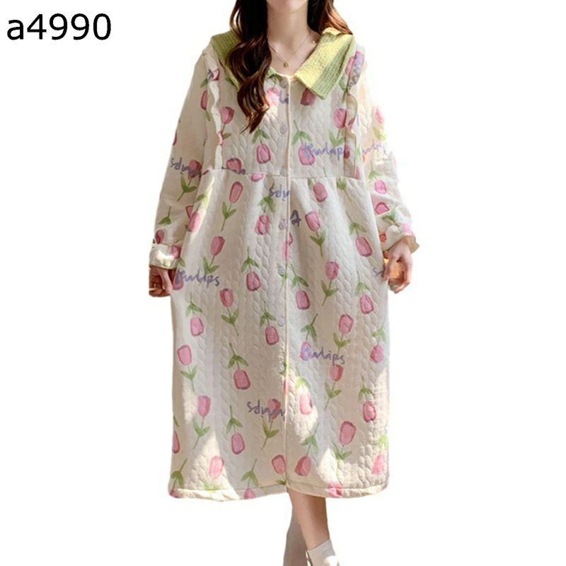 マタニティ ネグリジェ パジャマ 授乳口付き ガウン かわいい レディース 綿寝間着 長袖 部屋着 秋 冬 ぱじゃま シンプル お誕生日 ロング丈 便利服 快適