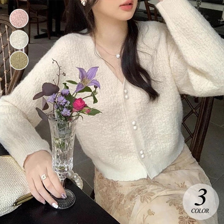 ニット カーディガン レディース 秋 冬 ジャケット トップス アウター 防寒 保温 カジュアル Vネック ニットジャケット きれいめ お洒落 可愛い 韓国ファッション