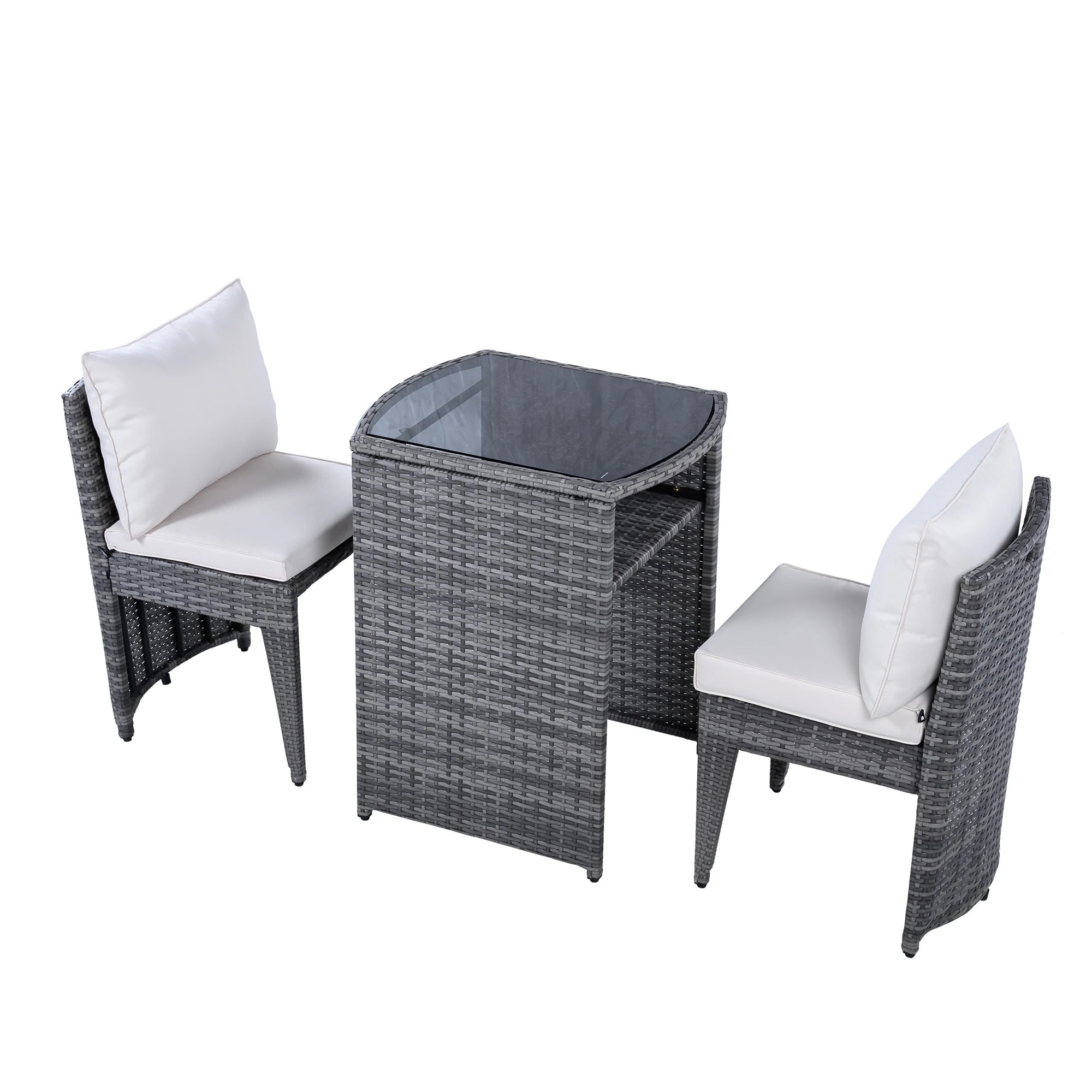 1974ガーデンファニチャーセット 3点セット ラタン調 コンバクト収納 ガーデンファニチャー ベランダテーブル ガーデンテーブル ガーデンチェアー テーブル コンパクト 屋外家具 ガーデンファニチャ