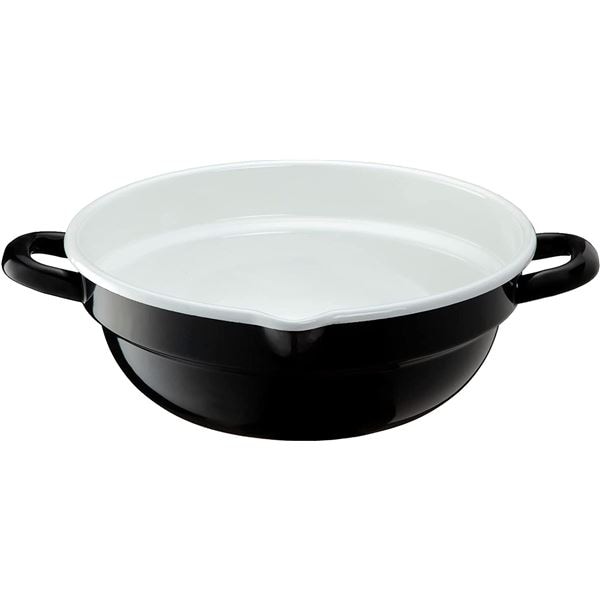 [2個セット] 高木金属工業 ホーロー 天ぷら鍋 24cm ブラック/ホワイト HT-24BW