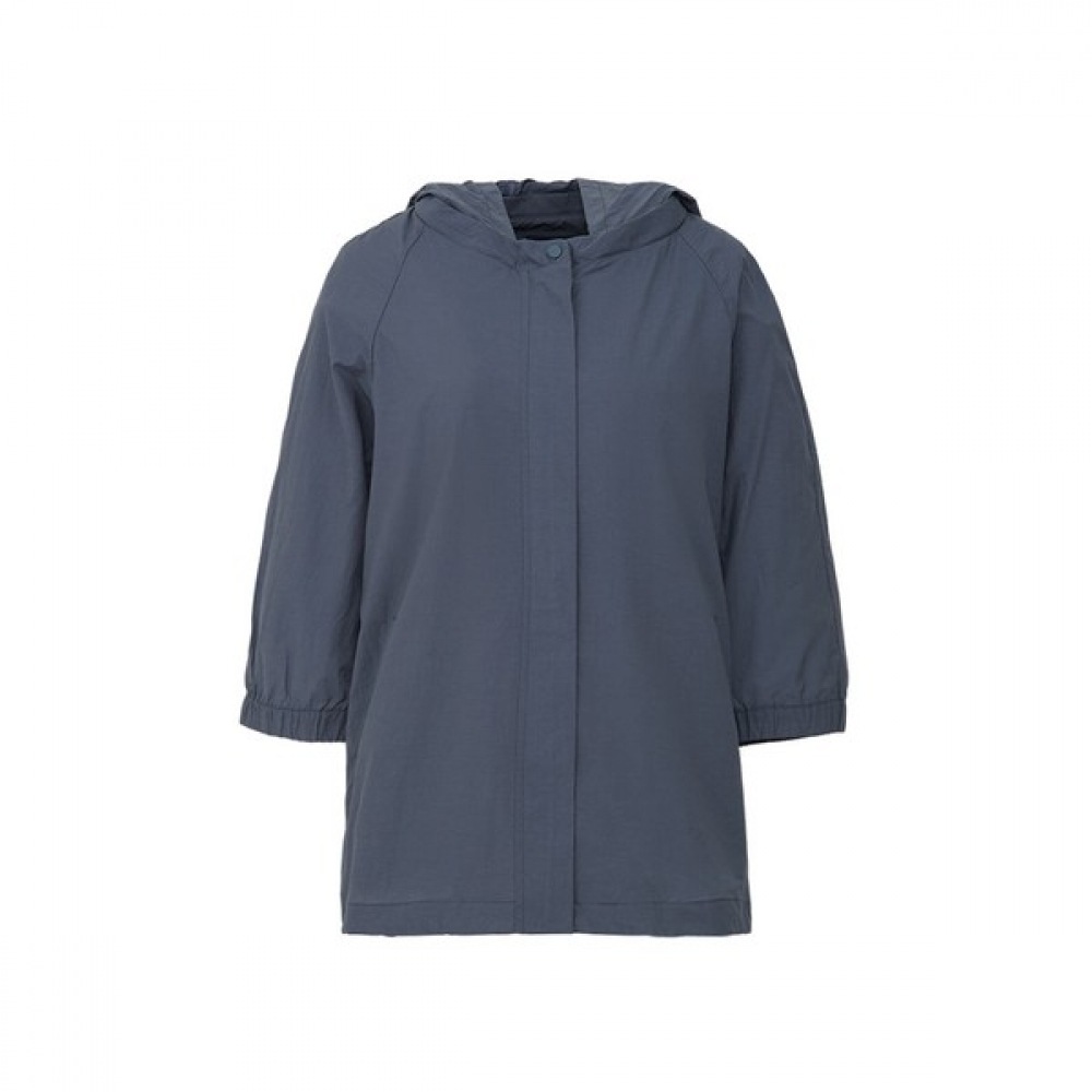 [シャトラン] ブルーレディースフード付きストリングコットンジャケットジャンパー HCCMJP209