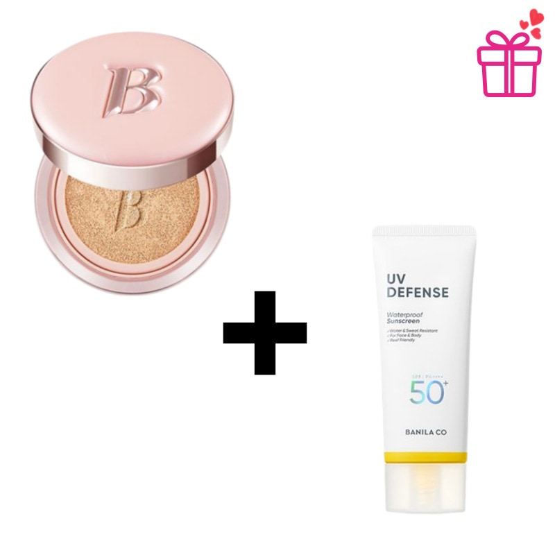 【実用セット】エッセンススキンピンククッション12g＋UVディフェンスウォータープルーフサンクリームSPF50+PA++++100mlしっとりツヤ肌×強力UVカット夏のメイクキープにも ・日焼け止め