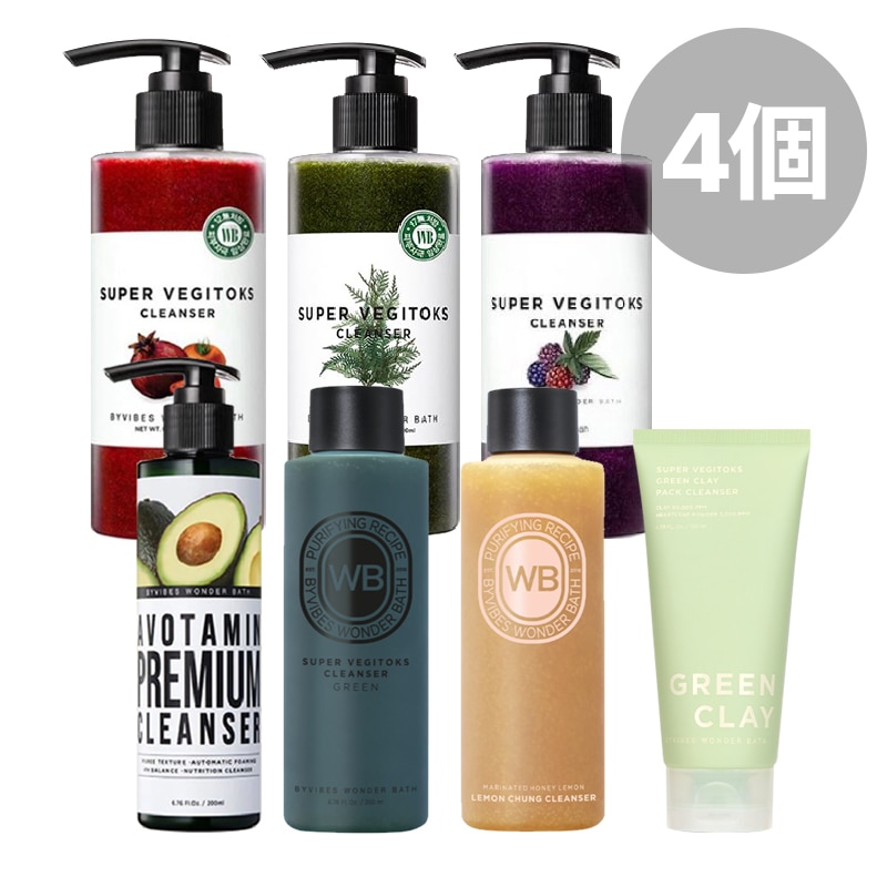 300mL x 4個 スーパーベジトックスクレンザー/WONDER BATH 美白・ニキビ・鎮静・クレイケア