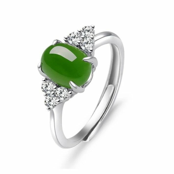 大好評 上級贅品幸運を運んでくれる 天然翡翠・ヒスイ・指輪・レディース・リング・シルバー・ジュエリー・翡翠原石