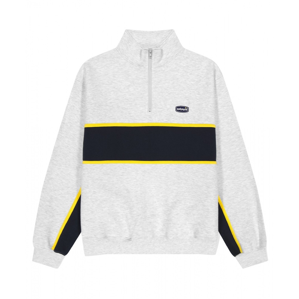 マハグリッドドットロゴ EMB ハーフジップアップライトグレー (MG2DFMM460A)