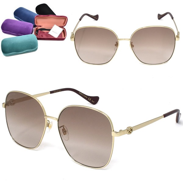 サングラス GG1089SA-002 アジアンフィット メンズ レディース ユニセックス ゴールド ブラウングラデーション