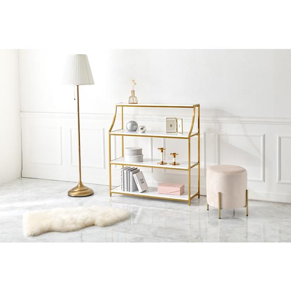 棚 ラック シェルフ ゴールド かわいい おしゃれ 白 アンティーク スチールフレーム ホワイト エレガント シンプル 4段 幅91cm