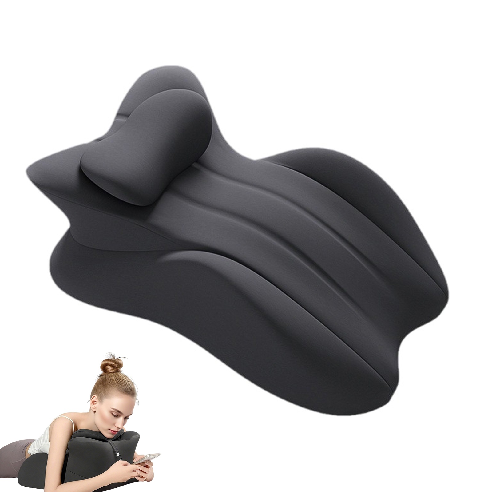 うつ伏せ クッション 抱き枕 高さ調整可能 滑り止め加工 取り外し可能 曲面設計 高反発 人間工学 メモリーフォーム