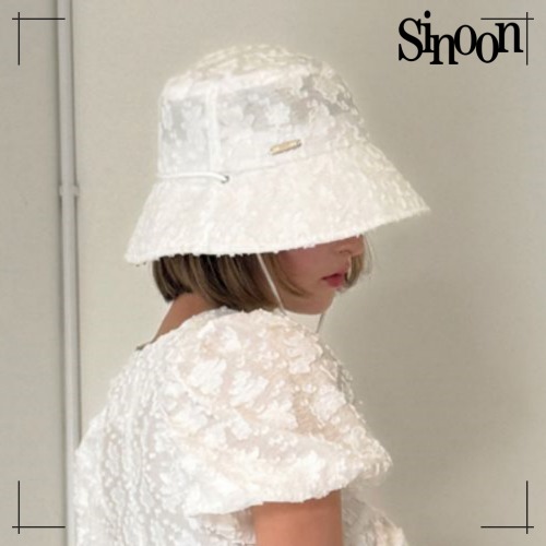 SINOON バケットハット FLOWER JACQUARD BUCKET HAT (WHITE) シヌーン 韓国ファッション