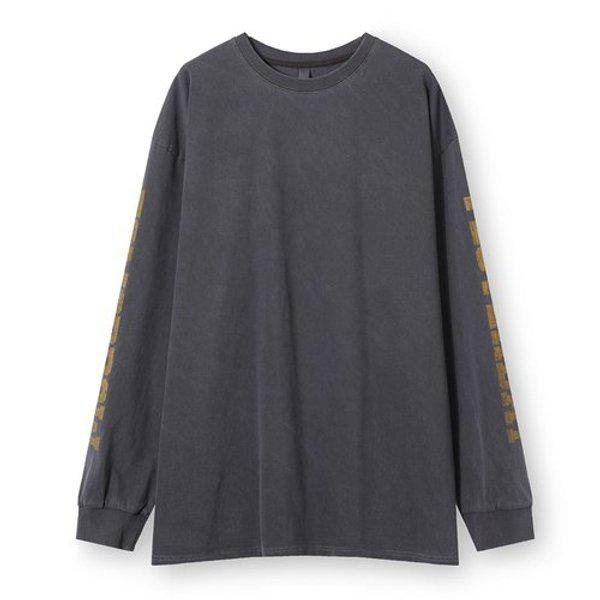 メンズ オーバーサイズ ピグメントプリント 長袖Tシャツ AC-TSA-Q019-イエロー