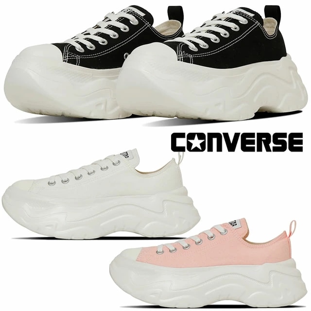 コンバース レディース 厚底 スニーカー オールスター シティハイク OX ローカット カジュアルシューズ 軽量 キャンバススニーカー 31314410 ブラック 黒 31314411 ホワイト 白