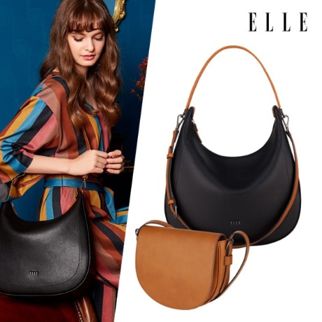 [ELLE]エル 2WAYホーボーバッグ＋ショルダーバッグ SET/5カラー/ ROSEE HOBO BAG/　ROSSE　SADDLE BAG/サドルバッグ/ショルダーバッグ/トートバッグ/鞄/ 5,872円