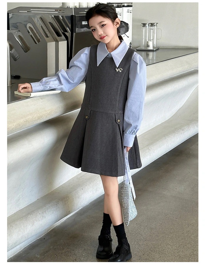 子供服 女の子 セットアップ キッズ フォーマル 2点セット 入学式 卒業式 発表会 七五三 女の子 長袖シャツ+ジャンパースカート 誕生日 パーティー イベント 春着 秋着 通学着 おしゃれ セット