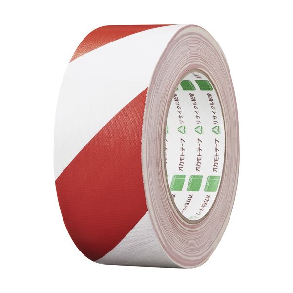 (まとめ) オカモト 布トラテープ 50mm×25m 赤/白 No.111トラRW 1巻 (×10セット)