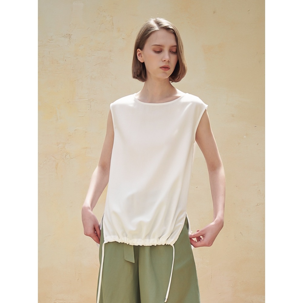ACUD ストラップディテール ノースリーブ ブラウス アイボリー