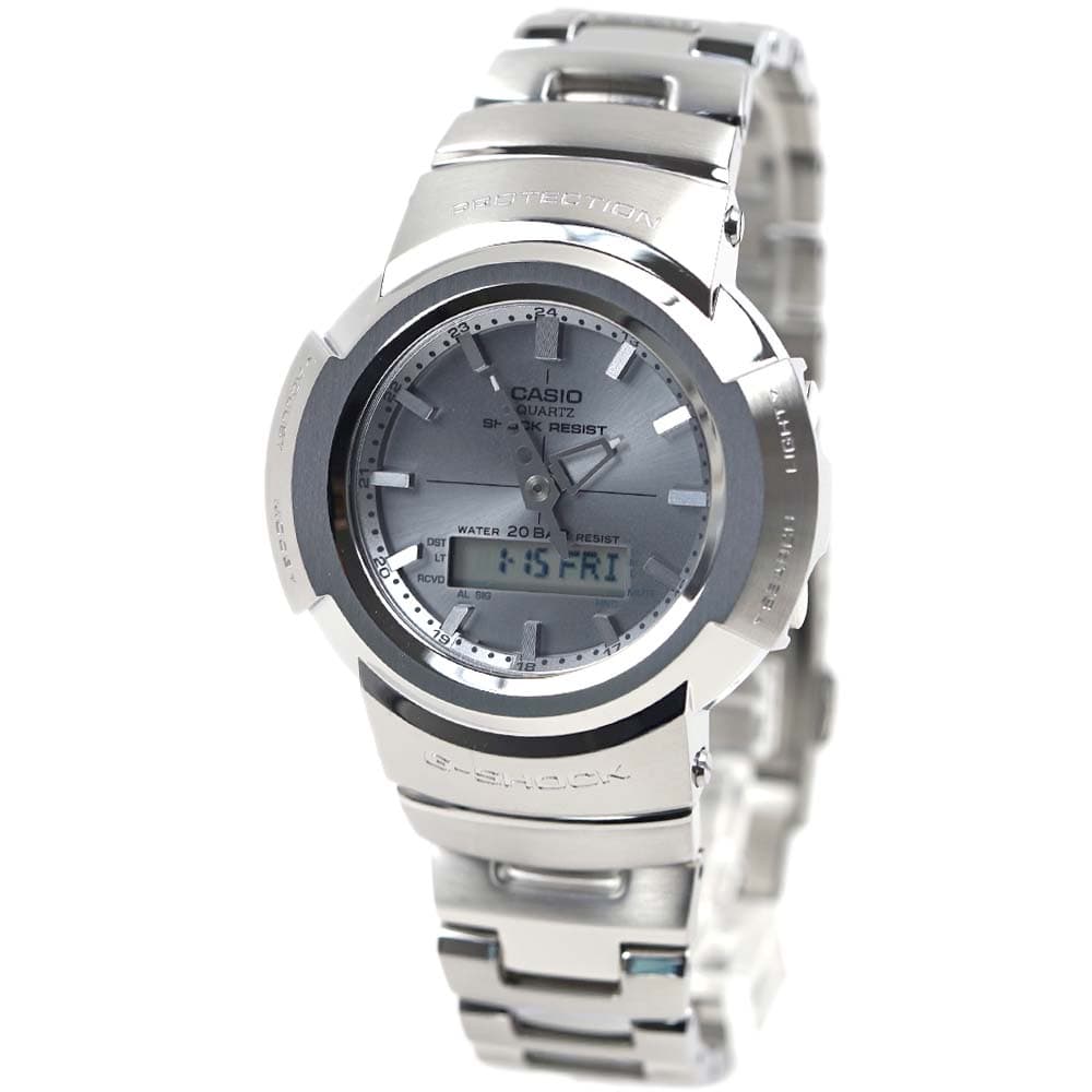 Gショック カシオ 腕時計 時計 メンズ 電波 ソーラー アナデジ シルバー G-SHOCK CASIO AWM-500D-1A8