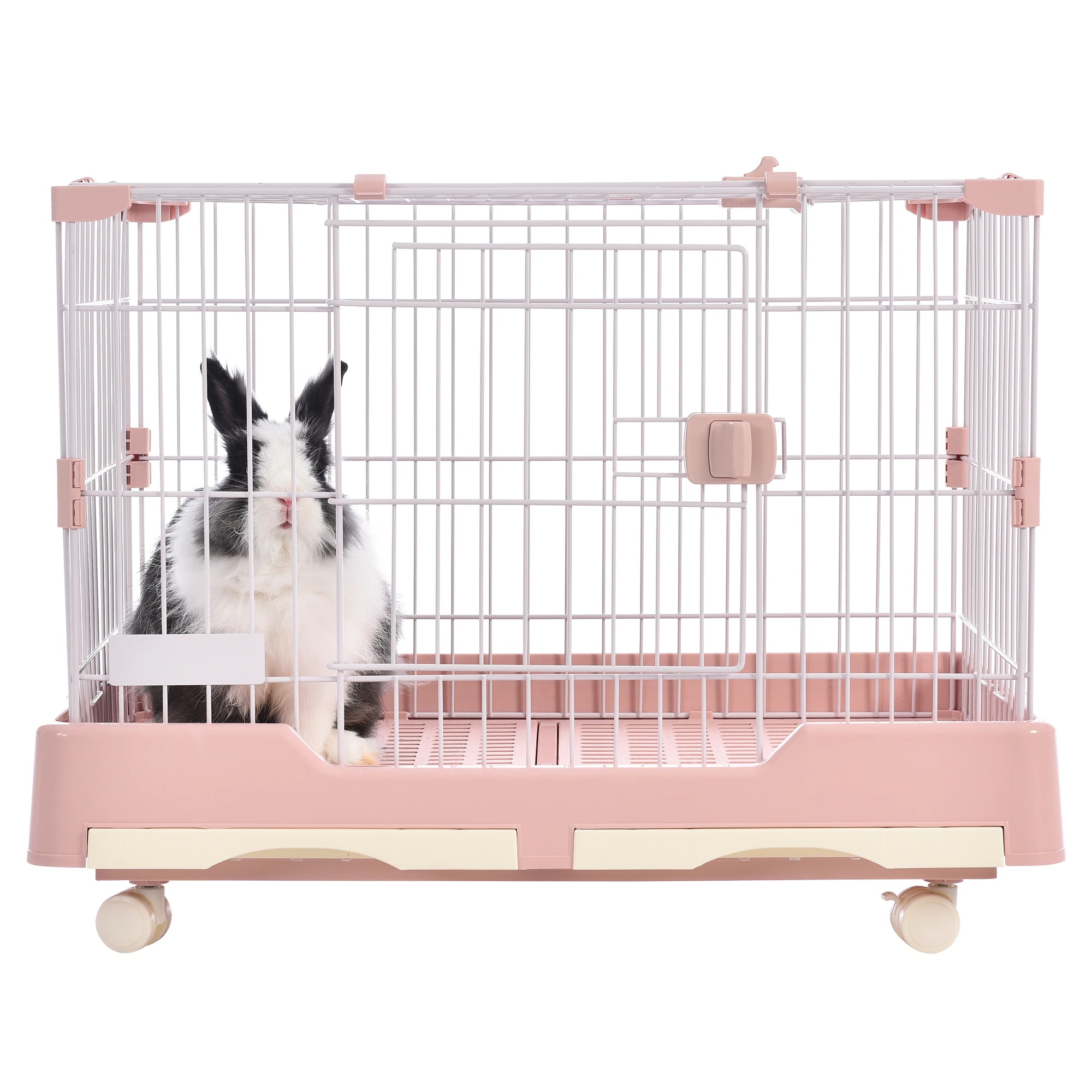 【小型 ペットケージ ハムスターケージ 小動物ケージ キャスター付き 天井扉 飼育ケージ いぬ ネコ うさぎ 組立簡単 ルームケージ 小動物用 ウサギケージ 室内飼い スチール製 引き86
