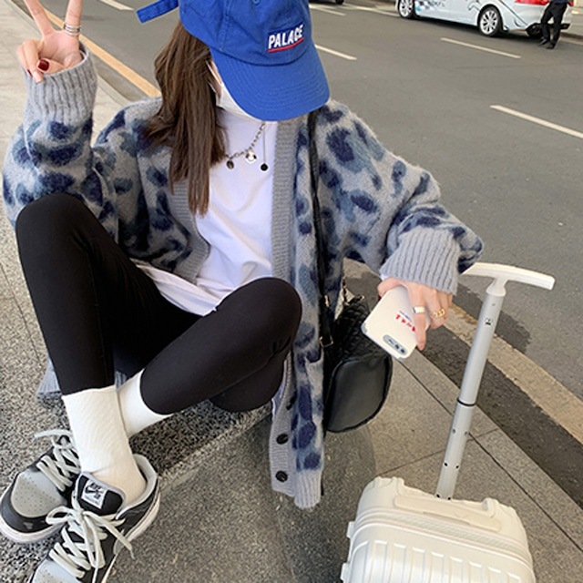 レオパード柄 ニットカーディガン ヒョウ柄 ニット セーター. カーディガン アウター ジャケット レディース オーバーサイズ ゆったり 春 秋 冬 アメカジコーデ カジュアル C232