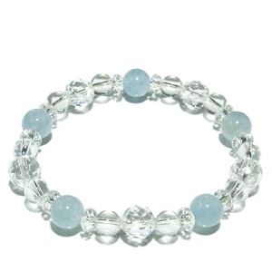 8mm 16cm AAAグレード アクアマリン カット水晶 水晶ブレスレット