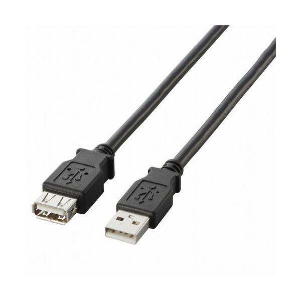 （まとめ）エレコム USB2.0延長ケーブル(A)オス-(A)メス ブラック 1.0m U2C-E10BK 1本(×5セット)