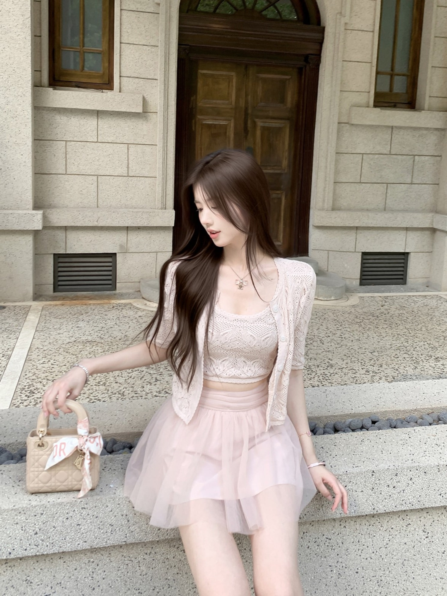 ミルクベリーパンチングカーディガンセット