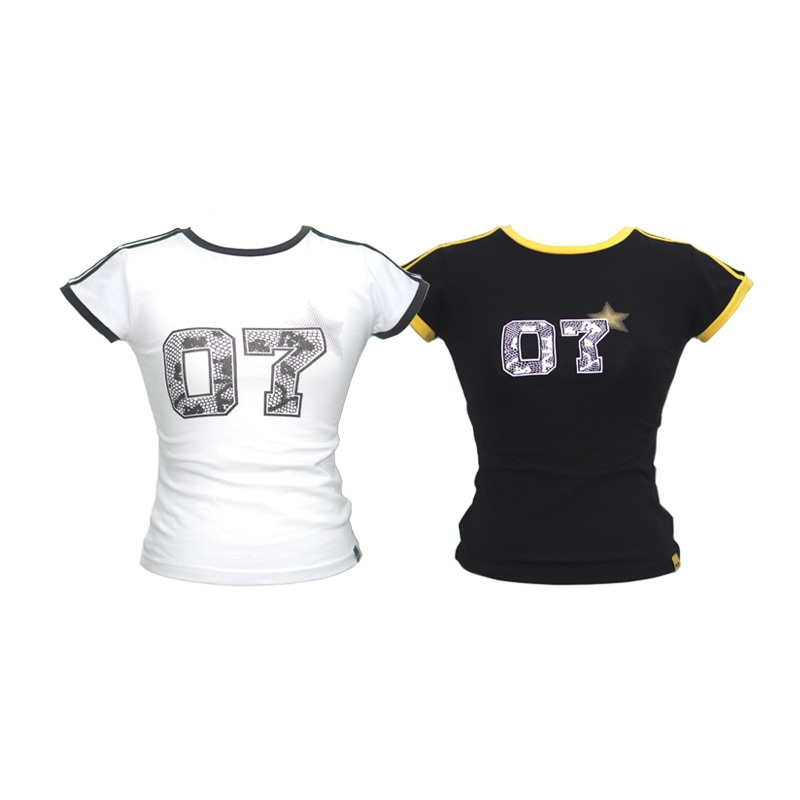 [aespa ウィンター 着用] [HILLDA] 07 Star slim tee 韓国 アイドル 半袖 クロップド丈 トップス レディース かわいい おしゃれ