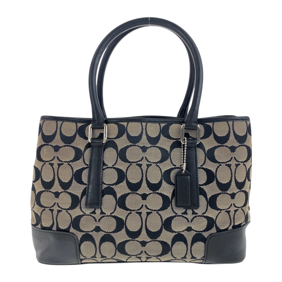 シグネチャー ブラック グレー シルバー金具 キャンバス/レザー F2J-6089 トートバッグ ハンドバッグ レディース 503987