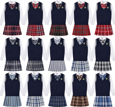 130 CM-185 CM LOGO英倫風JK制服女性ベスト学生クラス制服園服セーターセットをオーダード