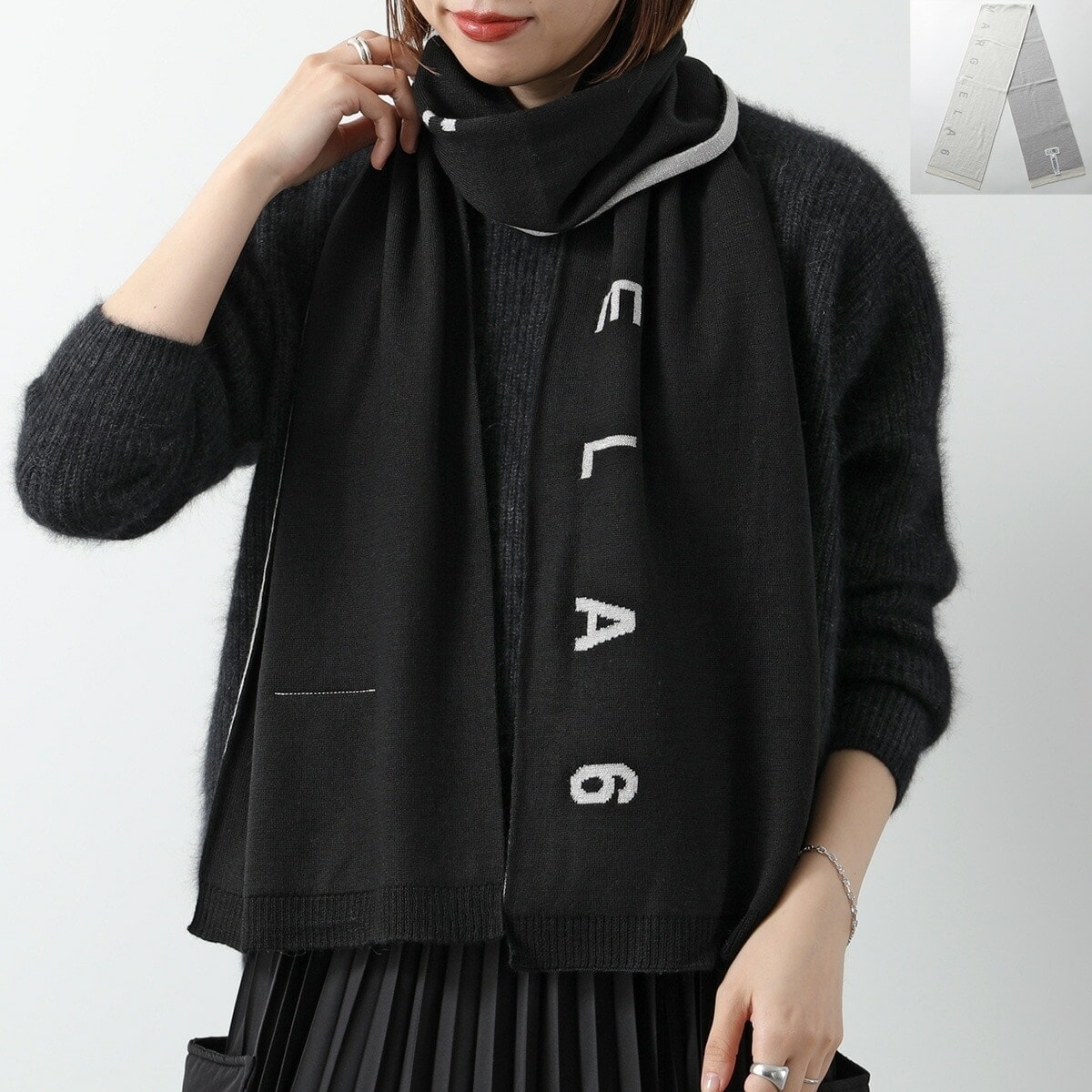 MM6 KIDS エムエムシックス メゾンマルジェラ キッズ マフラー M60713 MM04C レディース ガールズ ウールブレンド ラメ ロゴ カラー2色