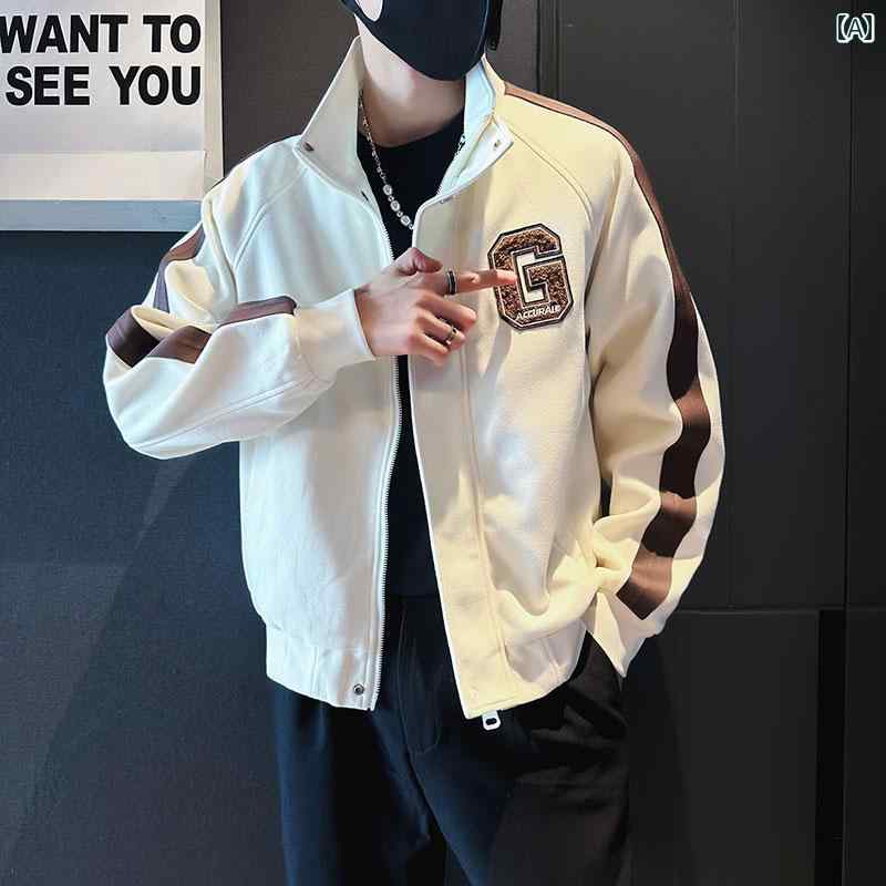 アウター メンズ カジュアル おしゃれ レター コントラスト パッチ ジャケット 春秋 トップス ファッション カジュアル ジャケット 7,154円