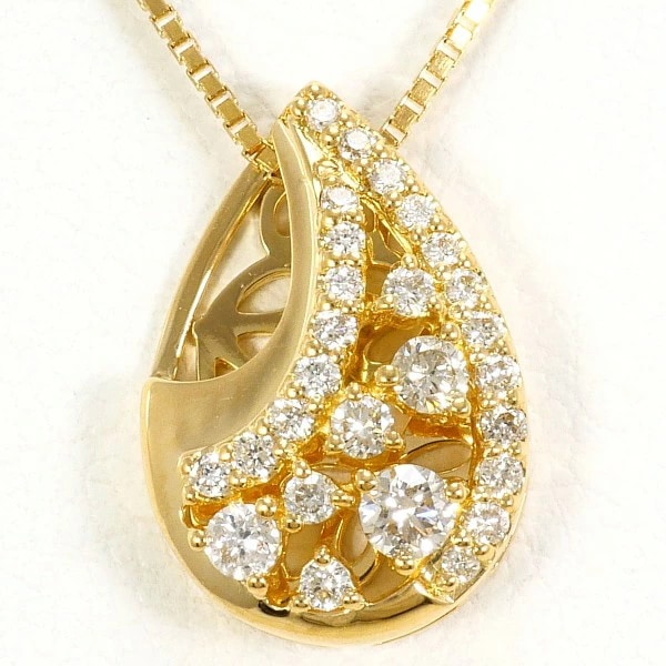 K18 18金 YG イエローゴールド ネックレス ダイヤ 0.22 約45cm ジュエリー 中古