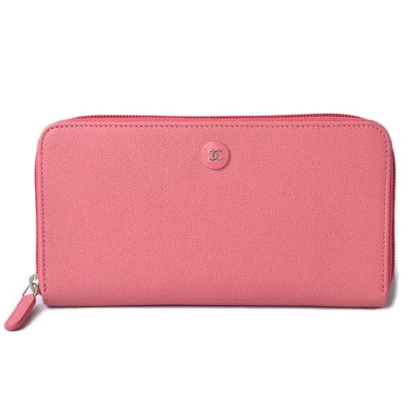 財布 CHANEL 長財布/ラウンドファスナー ローズ CCマーク/ココボタン