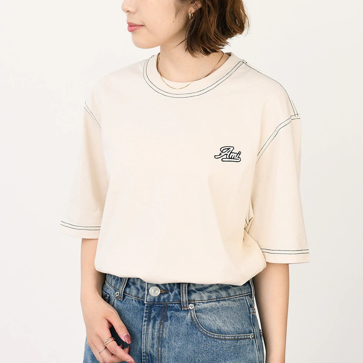 AMI PARIS アミ トップス AMI DE COEUR アミパリス Ami シグネチャー Tシャツ HTS029 JE0118 レディース