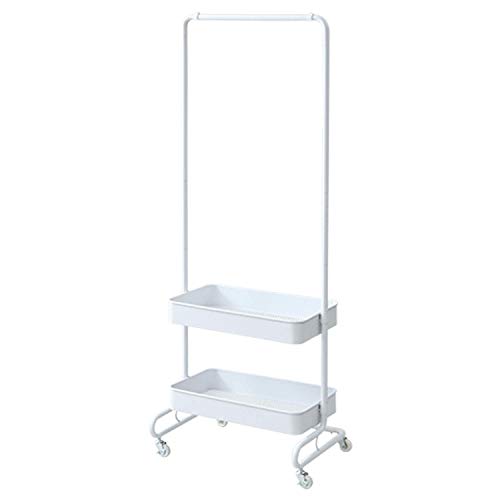 色：ホワイト サイズ：バスケット2段 山善(YAMAZEN) トローリーハンガー ホワイト バスケッ 7,400円