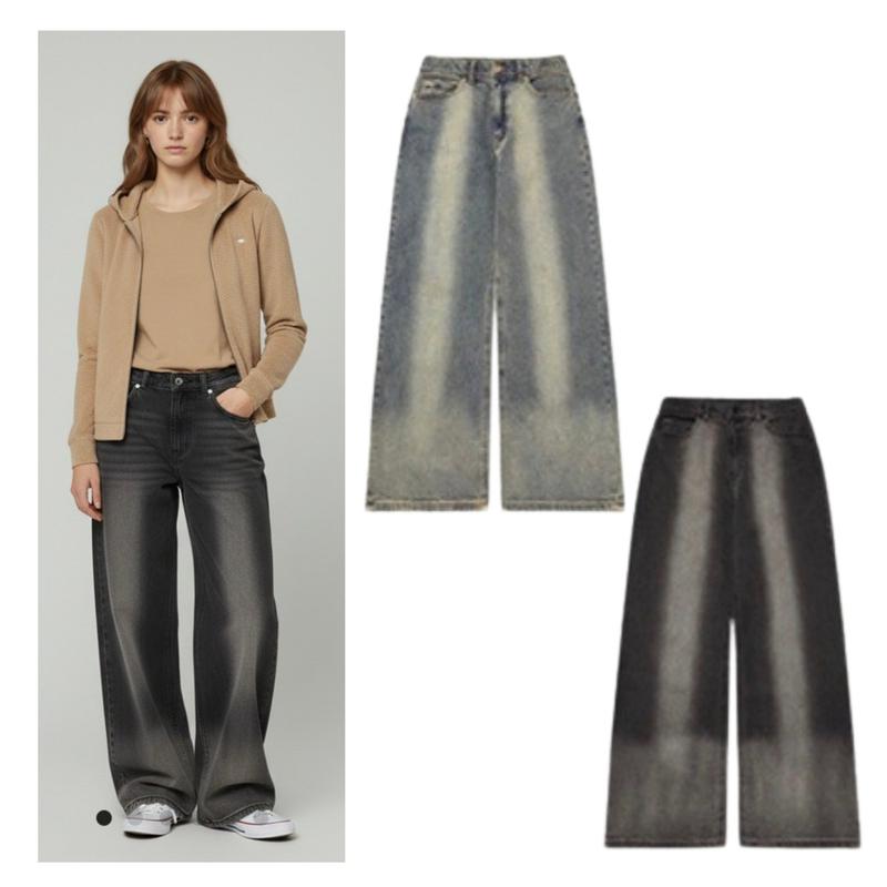 [モダ富平] 女性ヒドゥンバンディングバックブラッシュスーパーワイドデニムパンツ10540-155-804-10_BP