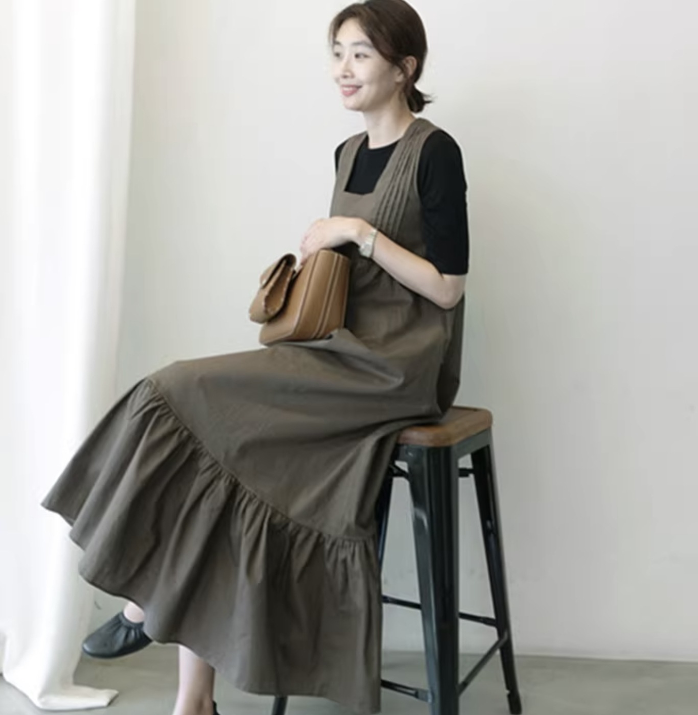 ワンピース ロングスカート フレアワンピース ロング ロング丈 袖なし ノースリーブ フレア ワイド Aライン フリル プルオーバー 綿 麻 可愛い かわいい きれいめ シンプル カジュアル 大人