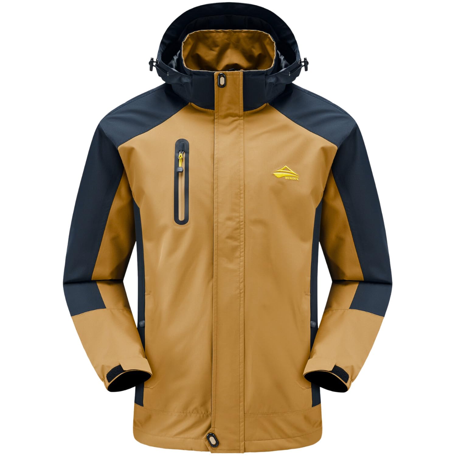 [ベンケ] 【雨風に強い】 アウトドアジャケット メンズ 登山ウェア 防水 登山服 ウインドブレーカー マウンテンジャケット 防風 撥水 [上着のみ] (ブラウン XL)