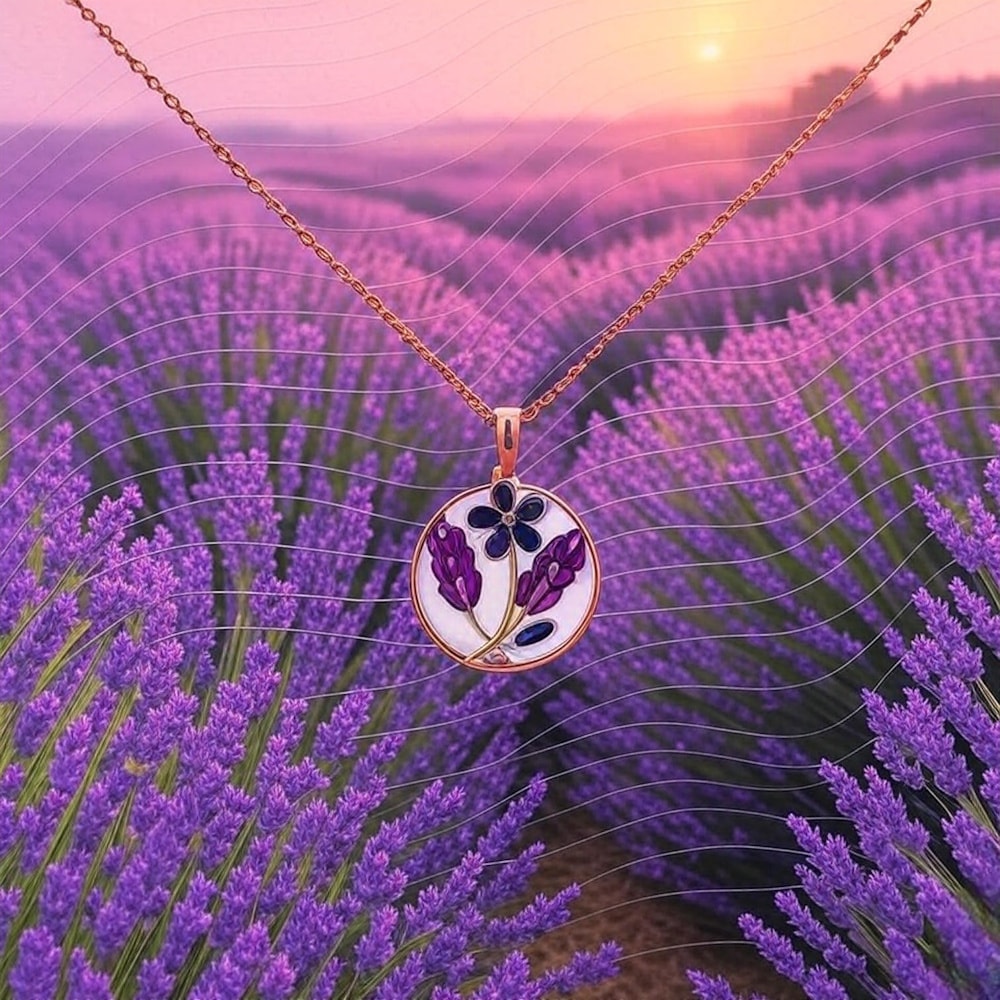 風が勝つ 生命力の木 ラベンダーの花の祝福 風水エネルギーネックレス - 平和癒し精神的な保護の祝福