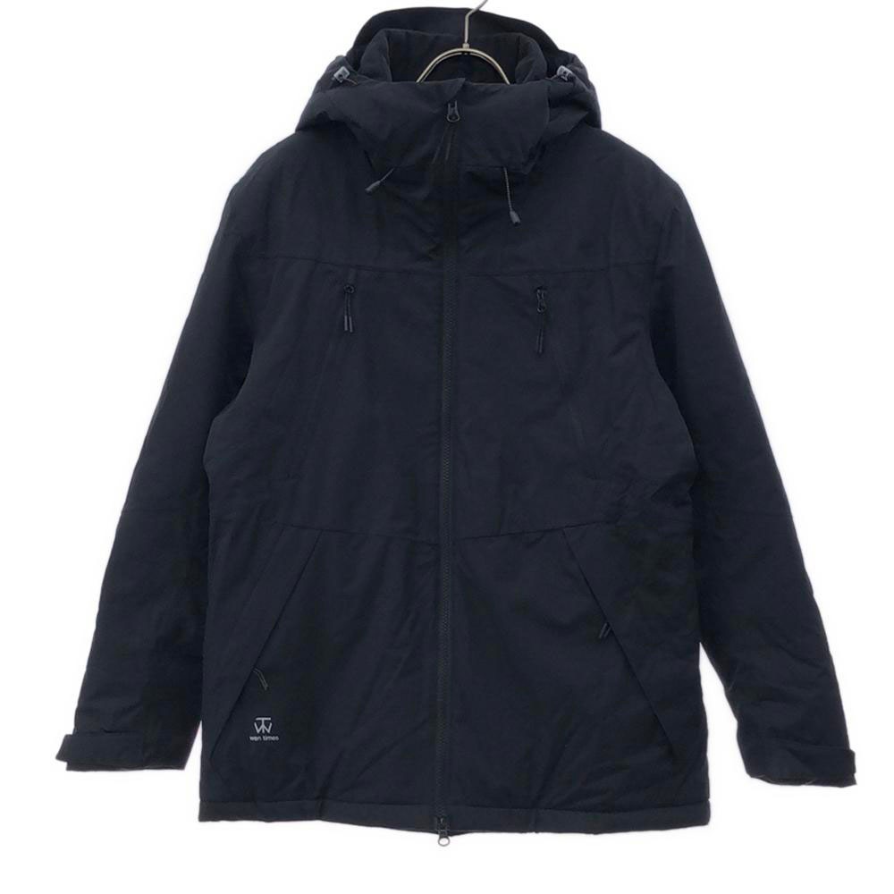 ウェンタイムズ ロゴプリント ボレアス フードジャケット M ブラック wentimes アウトドア メンズ