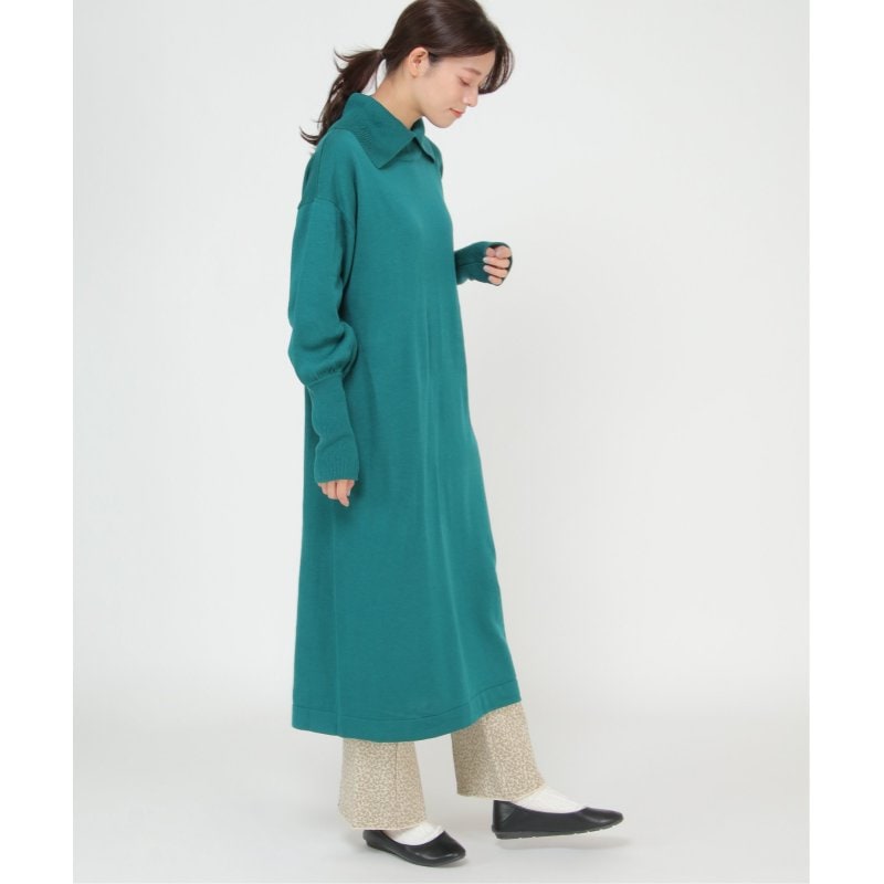 ネックスリットニットワンピース